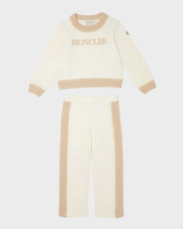 Girl's Embroidered Logo-Print Knit Trim Set, Size 4-6